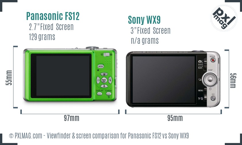 Panasonic FS12 vs Sony WX9 Screen and Viewfinder comparison