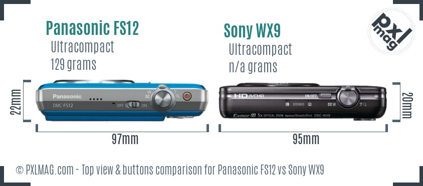 Panasonic FS12 vs Sony WX9 top view buttons comparison