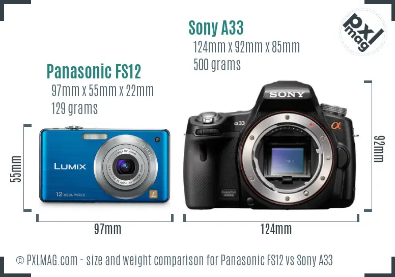 Panasonic FS12 vs Sony A33 size comparison