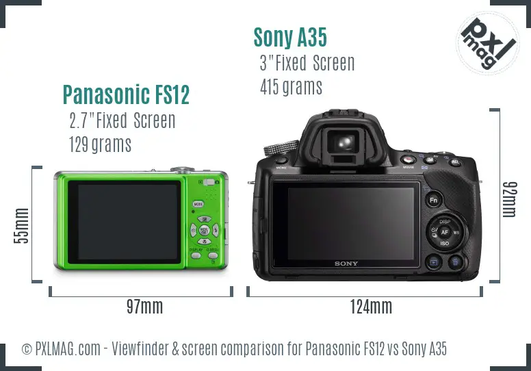 Panasonic FS12 vs Sony A35 Screen and Viewfinder comparison