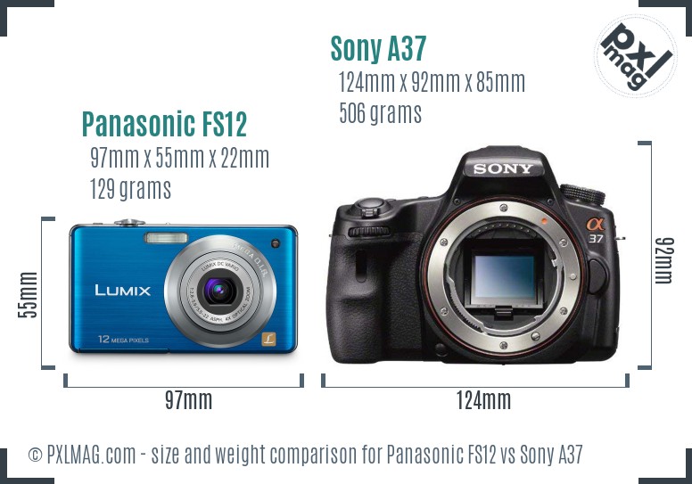 Panasonic FS12 vs Sony A37 size comparison