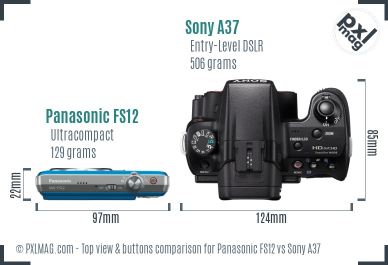 Panasonic FS12 vs Sony A37 top view buttons comparison