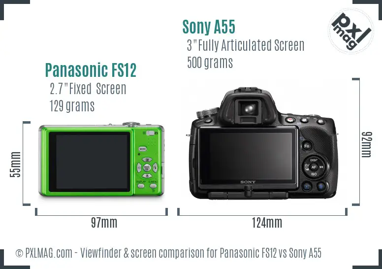 Panasonic FS12 vs Sony A55 Screen and Viewfinder comparison