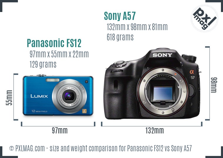 Panasonic FS12 vs Sony A57 size comparison