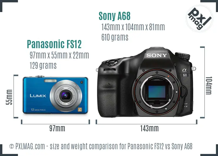 Panasonic FS12 vs Sony A68 size comparison
