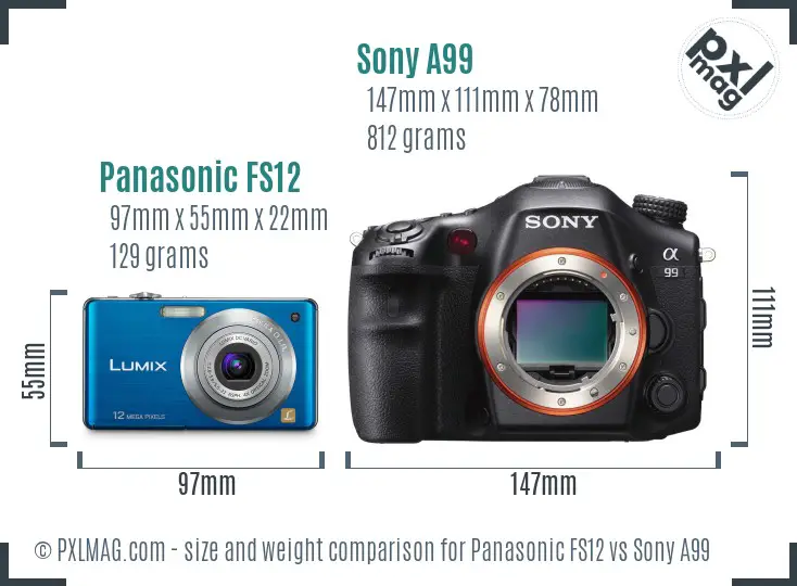 Panasonic FS12 vs Sony A99 size comparison