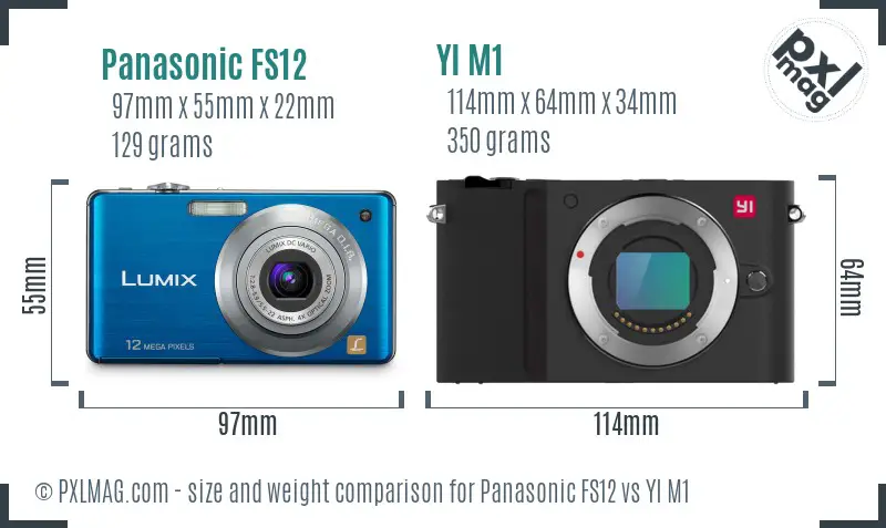 Panasonic FS12 vs YI M1 size comparison