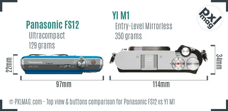 Panasonic FS12 vs YI M1 top view buttons comparison