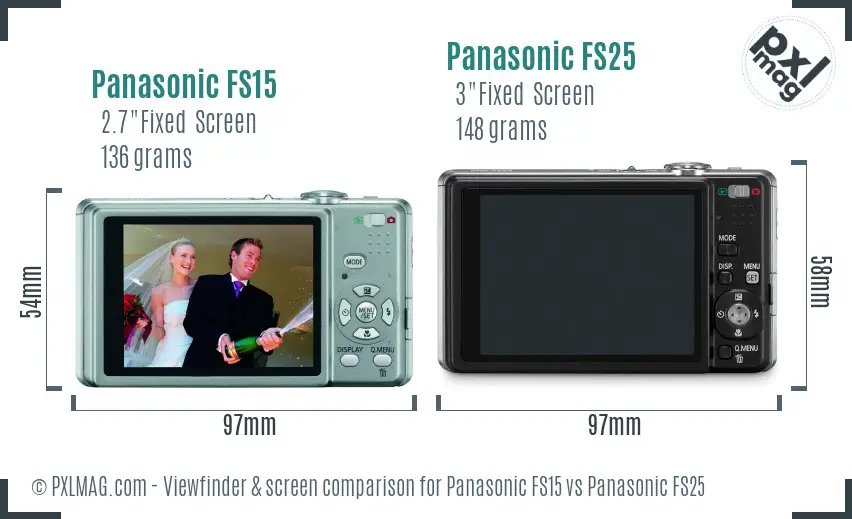 Panasonic FS15 vs Panasonic FS25 Screen and Viewfinder comparison