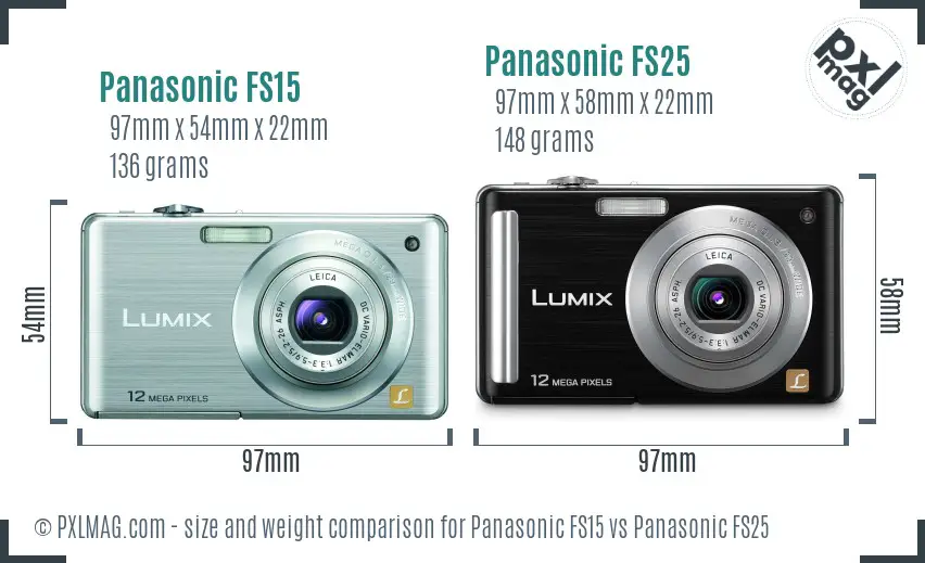 Panasonic FS15 vs Panasonic FS25 size comparison