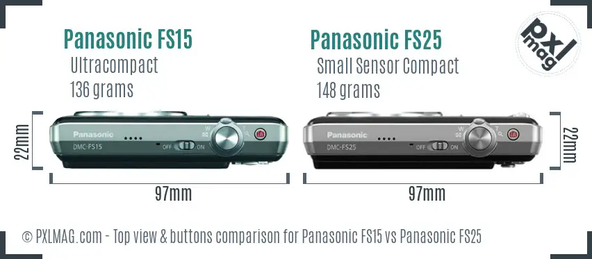Panasonic FS15 vs Panasonic FS25 top view buttons comparison