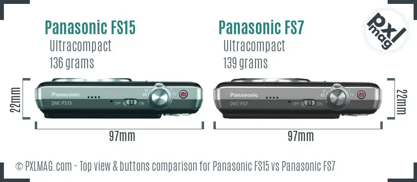 Panasonic FS15 vs Panasonic FS7 top view buttons comparison
