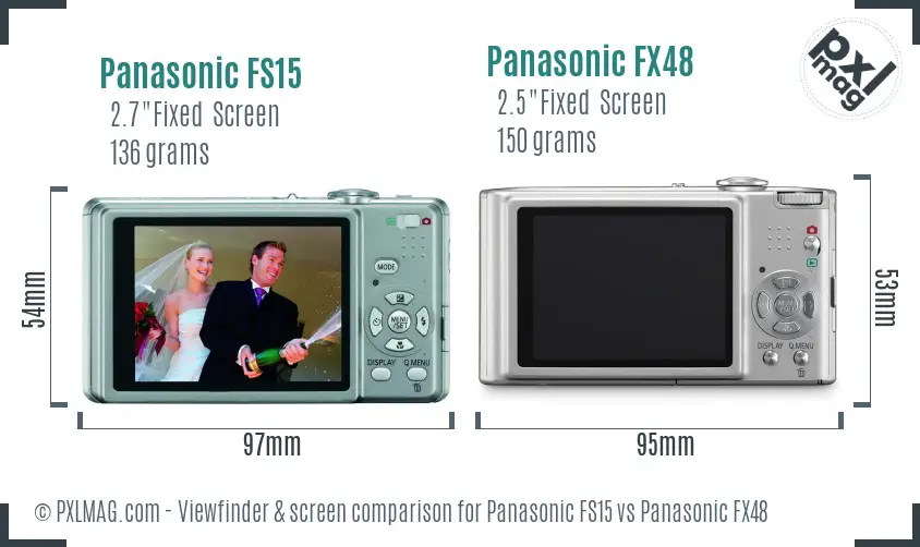 Panasonic FS15 vs Panasonic FX48 Screen and Viewfinder comparison