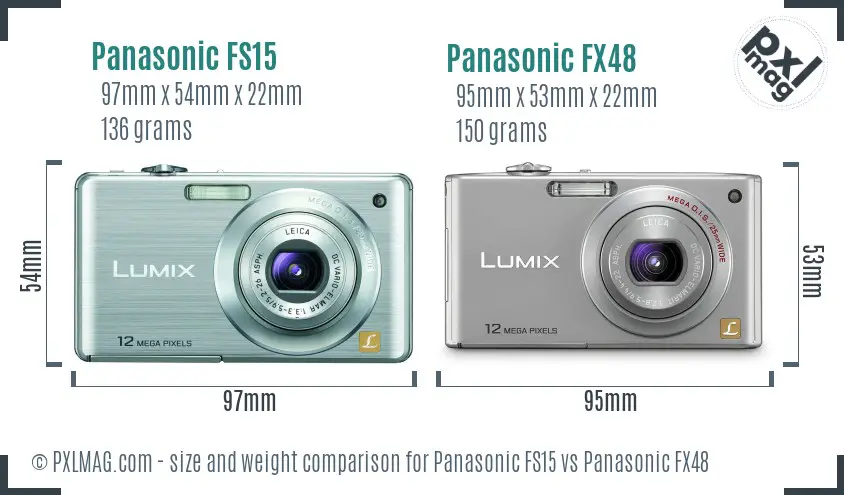 Panasonic FS15 vs Panasonic FX48 size comparison