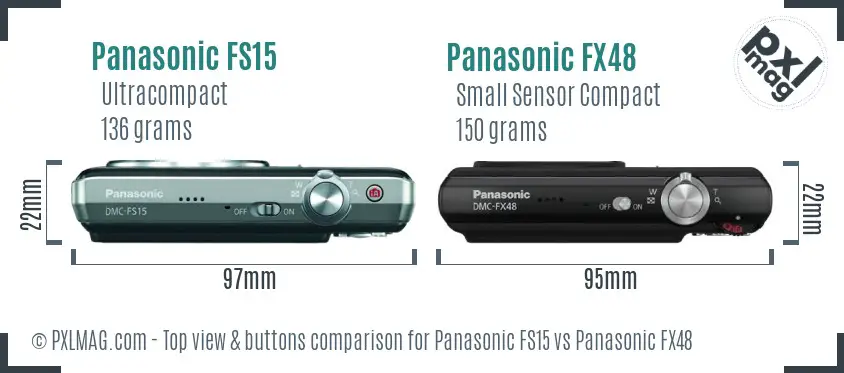 Panasonic FS15 vs Panasonic FX48 top view buttons comparison