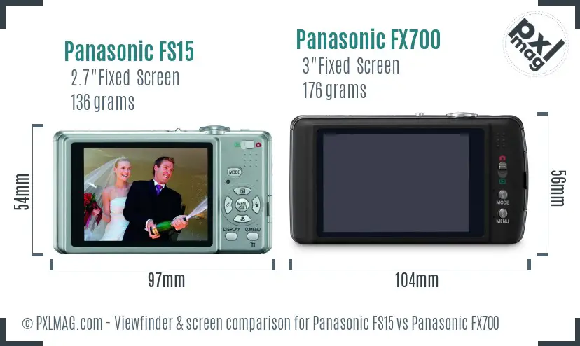 Panasonic FS15 vs Panasonic FX700 Screen and Viewfinder comparison