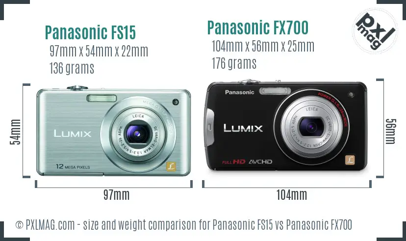 Panasonic FS15 vs Panasonic FX700 size comparison