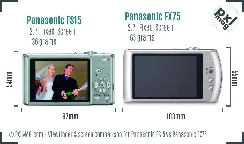 Panasonic FS15 vs Panasonic FX75 Screen and Viewfinder comparison