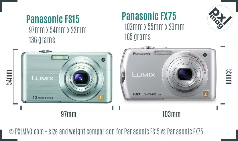 Panasonic FS15 vs Panasonic FX75 size comparison