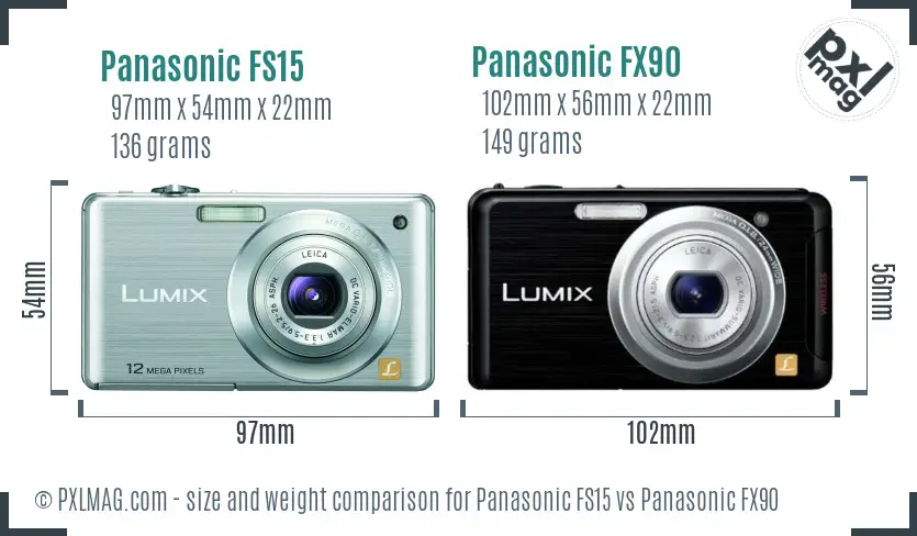 Panasonic FS15 vs Panasonic FX90 size comparison