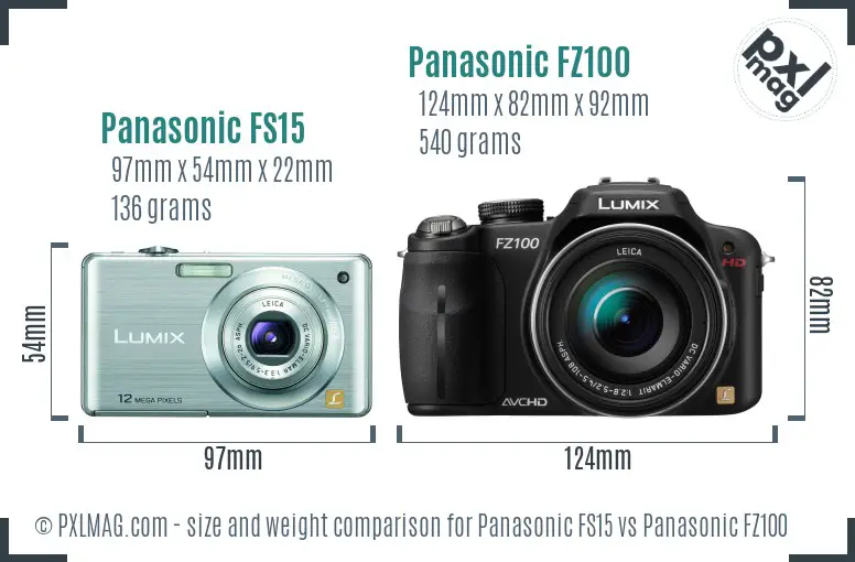 Panasonic FS15 vs Panasonic FZ100 size comparison Panasonic FS15 vs Panasonic FZ100 size comparison