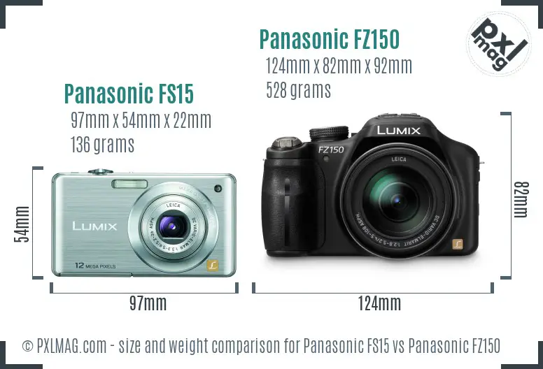 Panasonic FS15 vs Panasonic FZ150 size comparison