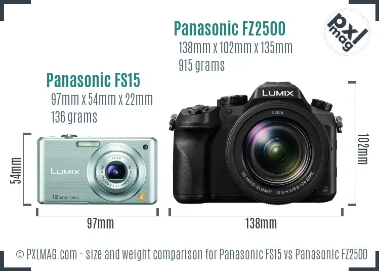 Panasonic FS15 vs Panasonic FZ2500 size comparison