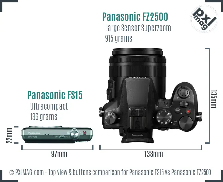 Panasonic FS15 vs Panasonic FZ2500 top view buttons comparison