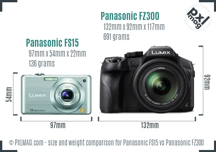 Panasonic FS15 vs Panasonic FZ300 size comparison