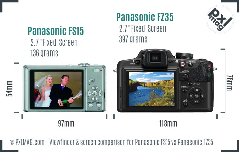 Panasonic FS15 vs Panasonic FZ35 Screen and Viewfinder comparison