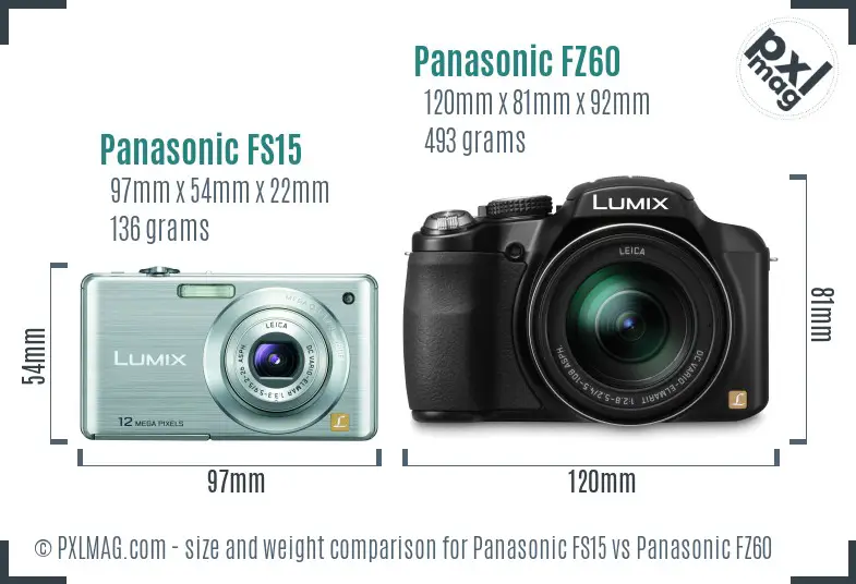 Panasonic FS15 vs Panasonic FZ60 size comparison