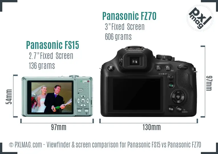 Panasonic FS15 vs Panasonic FZ70 Screen and Viewfinder comparison