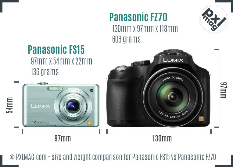 Panasonic FS15 vs Panasonic FZ70 size comparison