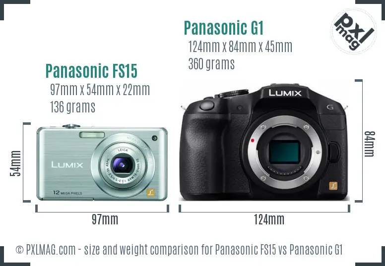 Panasonic FS15 vs Panasonic G1 size comparison