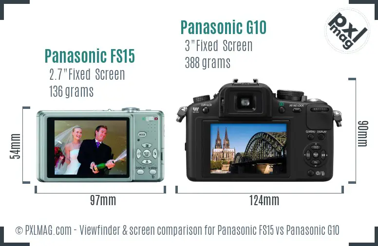 Panasonic FS15 vs Panasonic G10 Screen and Viewfinder comparison Panasonic FS15 vs Panasonic G10 Screen and Viewfinder comparison