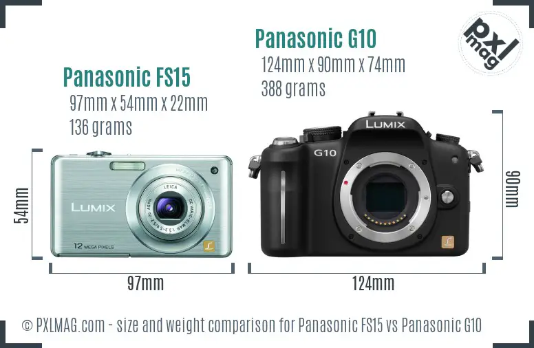 Panasonic FS15 vs Panasonic G10 size comparison Panasonic FS15 vs Panasonic G10 size comparison