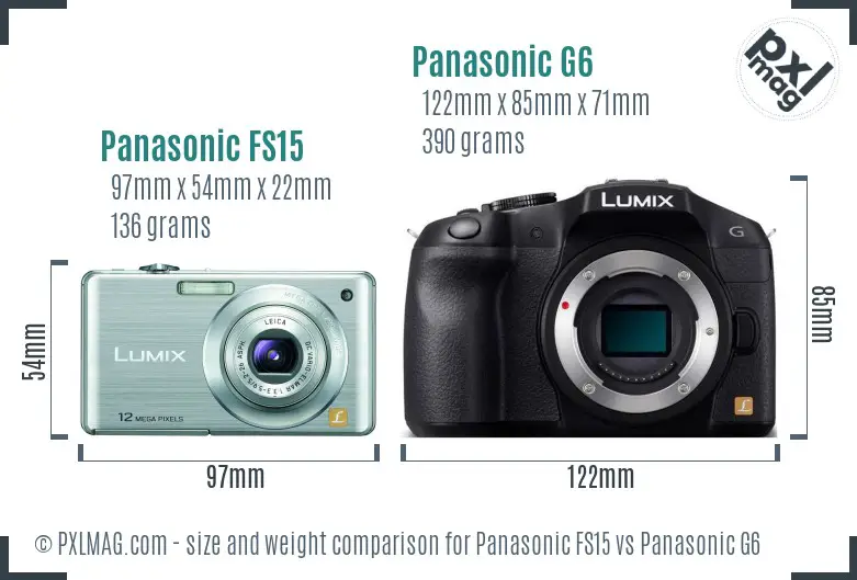 Panasonic FS15 vs Panasonic G6 size comparison