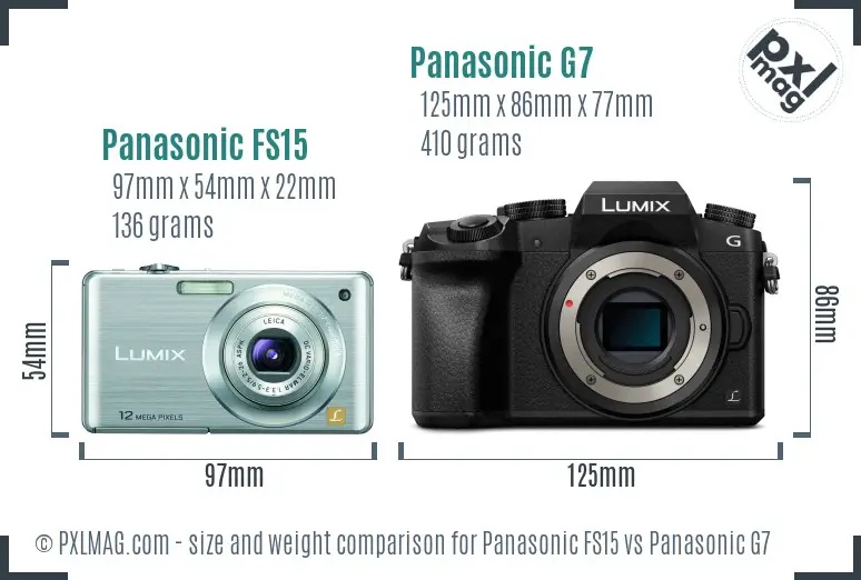 Panasonic FS15 vs Panasonic G7 size comparison
