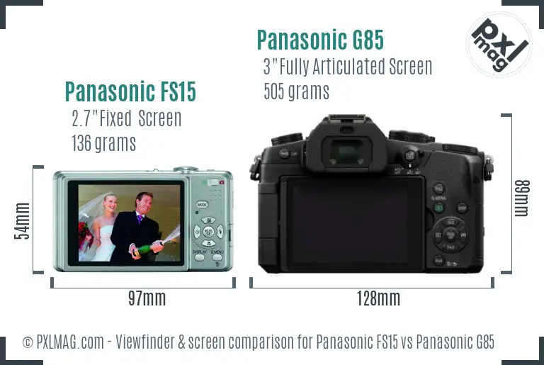 Panasonic FS15 vs Panasonic G85 Screen and Viewfinder comparison