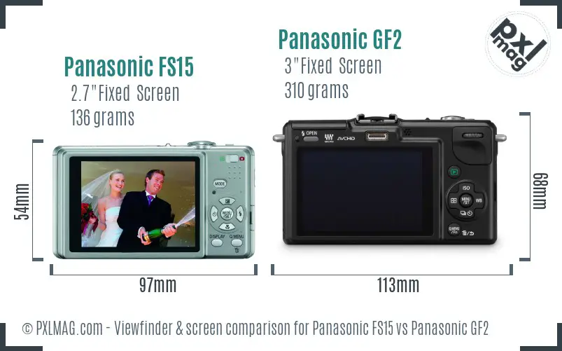 Panasonic FS15 vs Panasonic GF2 Screen and Viewfinder comparison