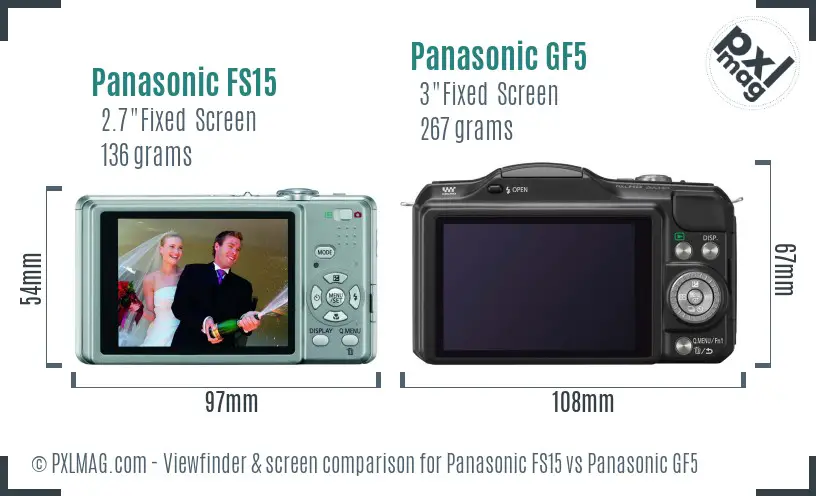 Panasonic FS15 vs Panasonic GF5 Screen and Viewfinder comparison