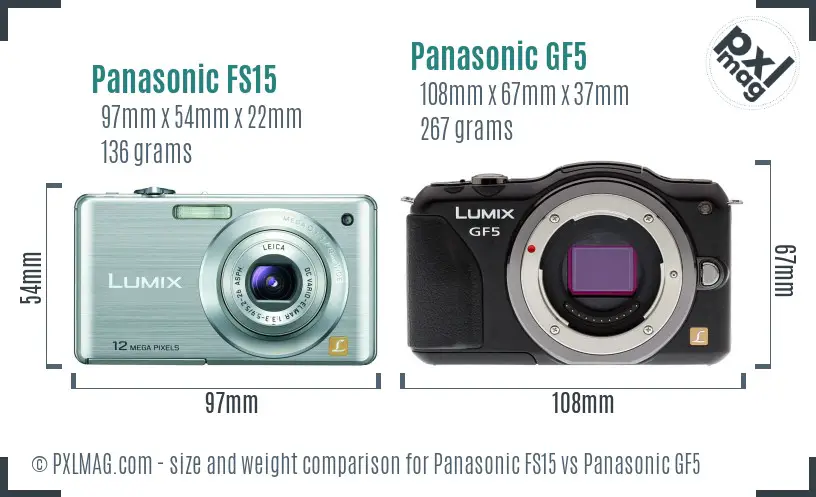 Panasonic FS15 vs Panasonic GF5 size comparison