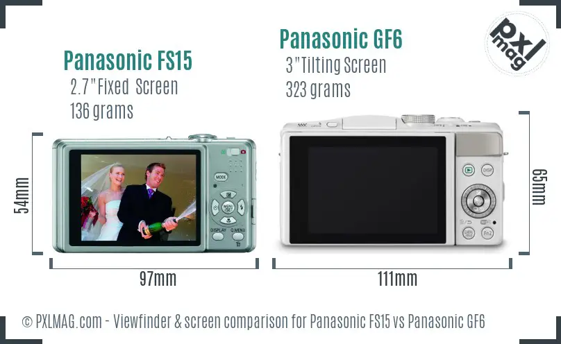 Panasonic FS15 vs Panasonic GF6 Screen and Viewfinder comparison