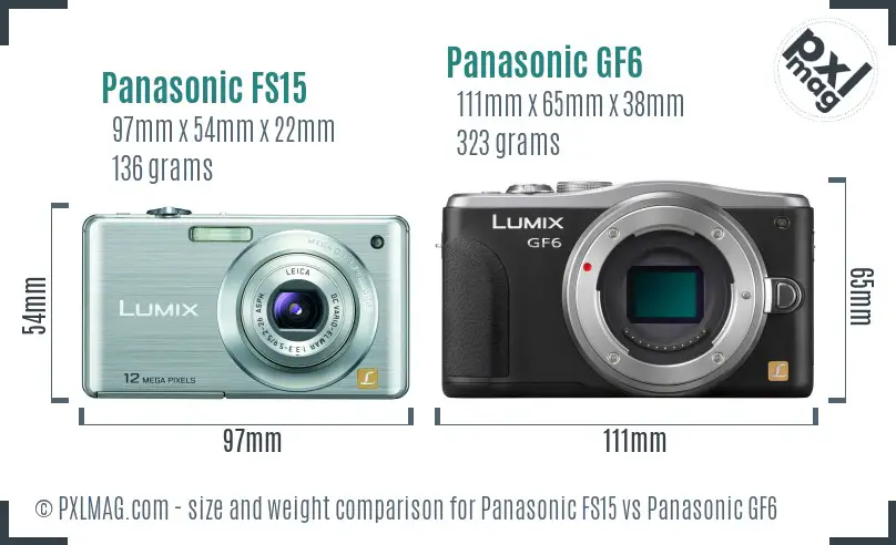 Panasonic FS15 vs Panasonic GF6 size comparison