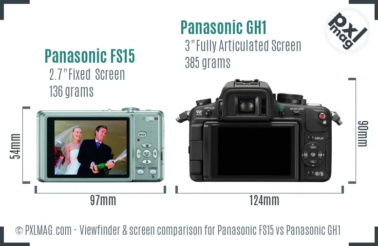 Panasonic FS15 vs Panasonic GH1 Screen and Viewfinder comparison