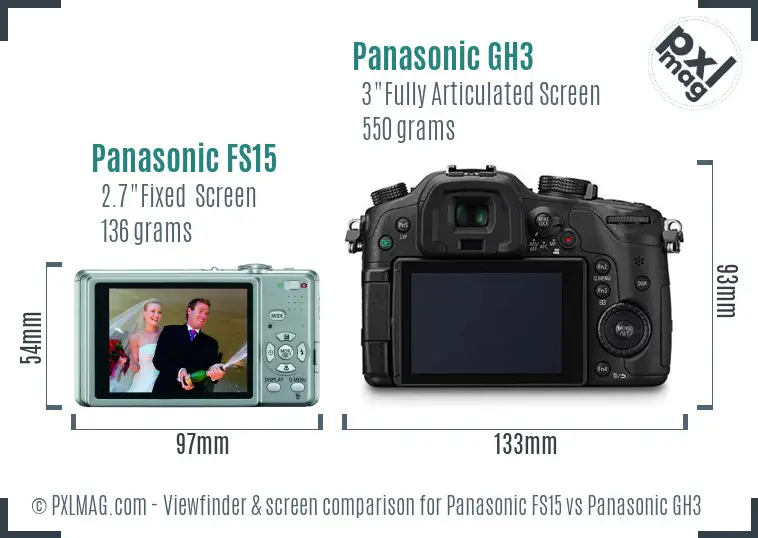 Panasonic FS15 vs Panasonic GH3 Screen and Viewfinder comparison Panasonic FS15 vs Panasonic GH3 Screen and Viewfinder comparison