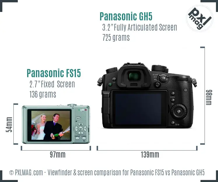 Panasonic FS15 vs Panasonic GH5 Screen and Viewfinder comparison Panasonic FS15 vs Panasonic GH5 Screen and Viewfinder comparison