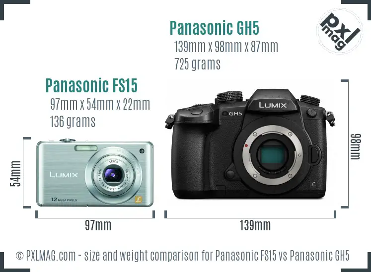 Panasonic FS15 vs Panasonic GH5 size comparison Panasonic FS15 vs Panasonic GH5 size comparison
