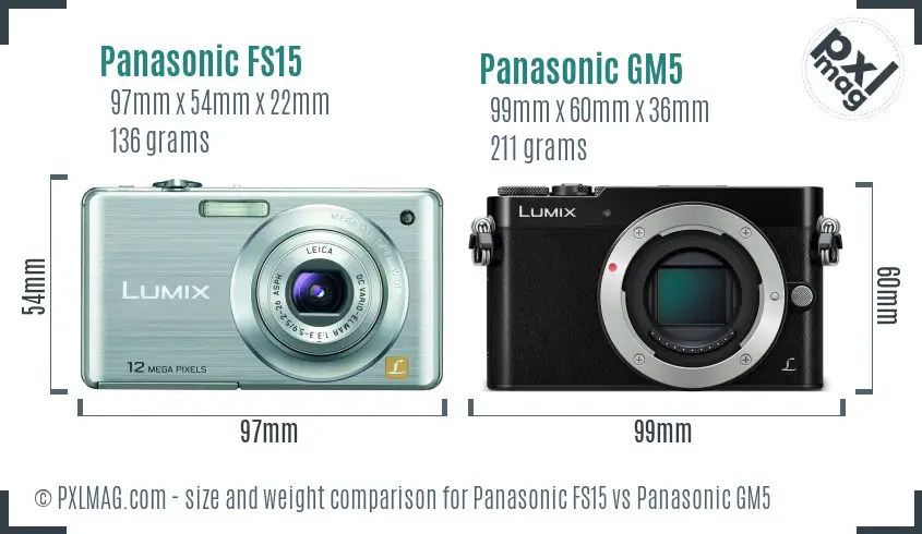 Panasonic FS15 vs Panasonic GM5 size comparison