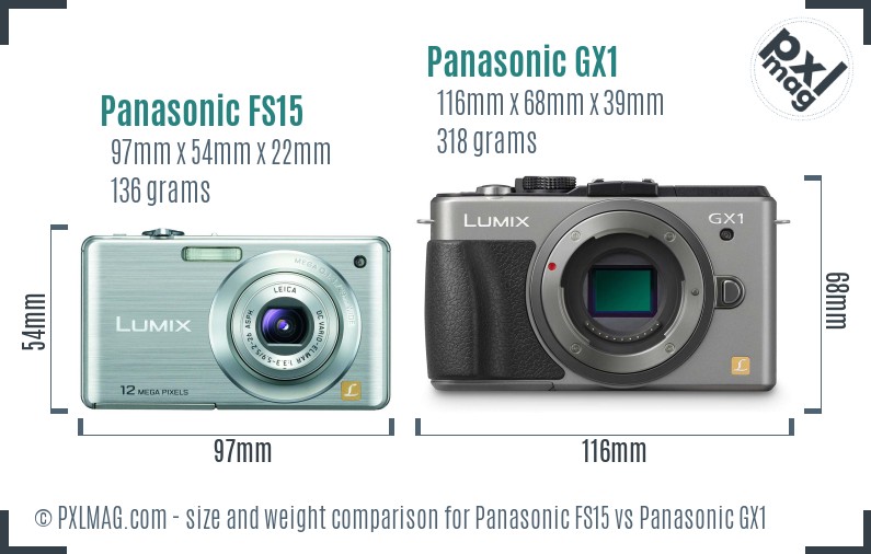 Panasonic FS15 vs Panasonic GX1 size comparison